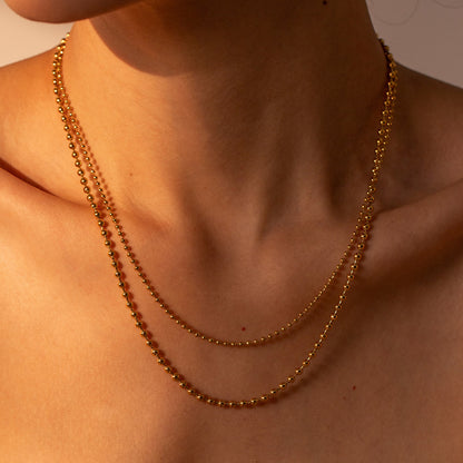 18K Gold-Plated Lobster Closure Bead Necklace - Elegant & Timeless Jewelry