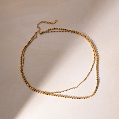 18K Gold-Plated Lobster Closure Bead Necklace - Elegant & Timeless Jewelry