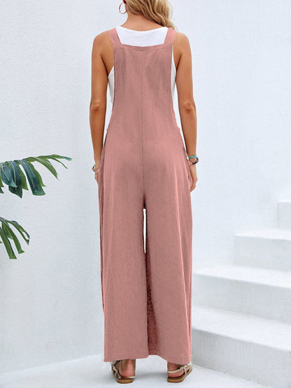 Full Size Square Neck Wide Strap Overalls - Stylish & Comfortable