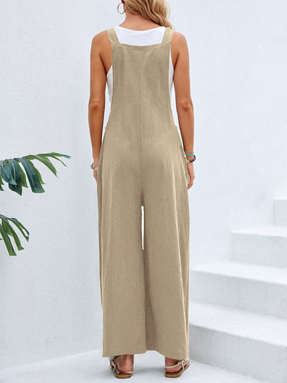 Full Size Square Neck Wide Strap Overalls - Stylish & Comfortable