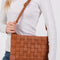 Fame Faux Leather Basket Weave  Crossbody Bag