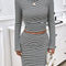 Devine Striped Boat Neck Top and Skirt Set for Effortless Elegance