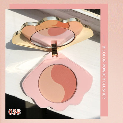 Makeup Shell Double Color Mirror Powder Blusher