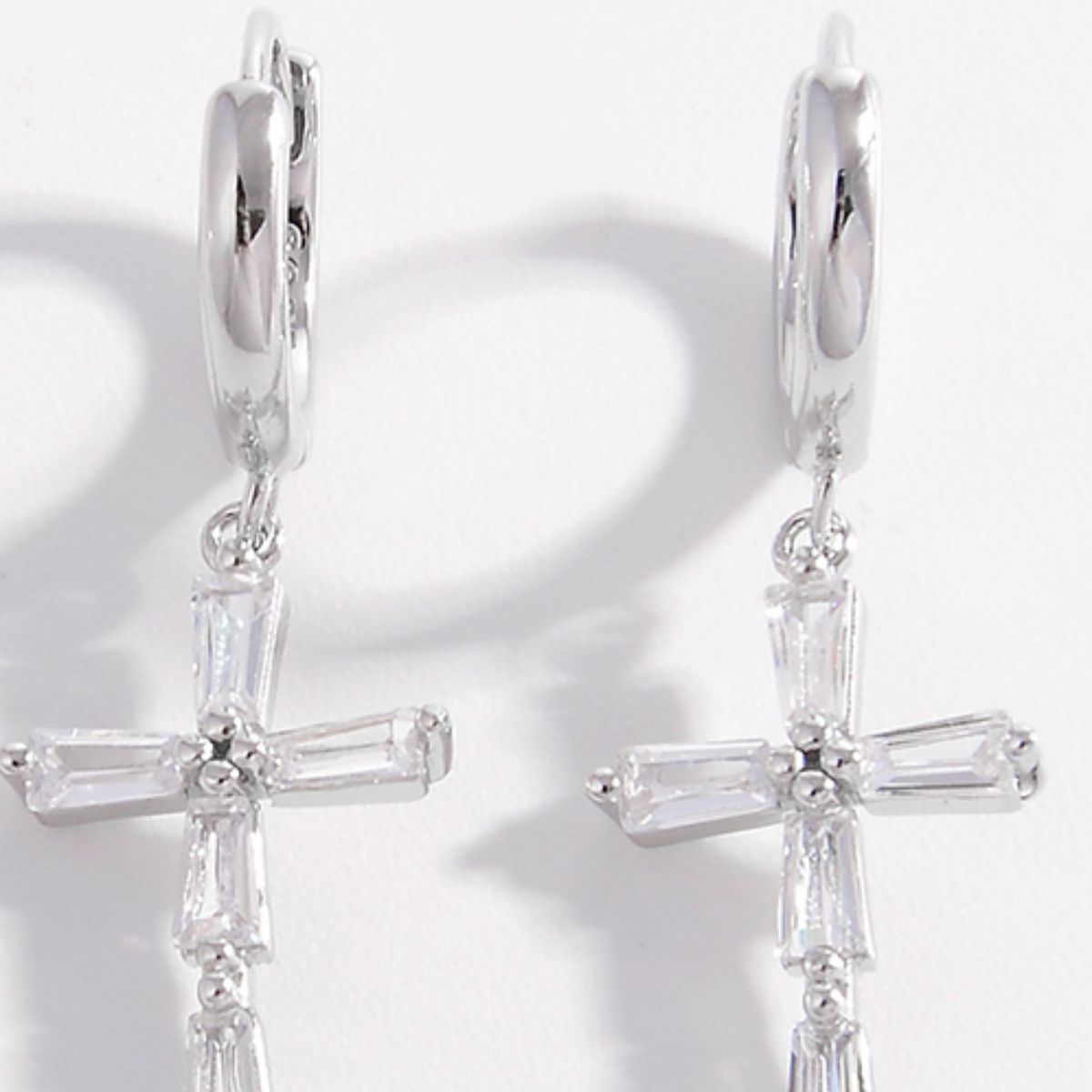 925 Sterling Silver Zircon Cross Earrings for Elegant Style