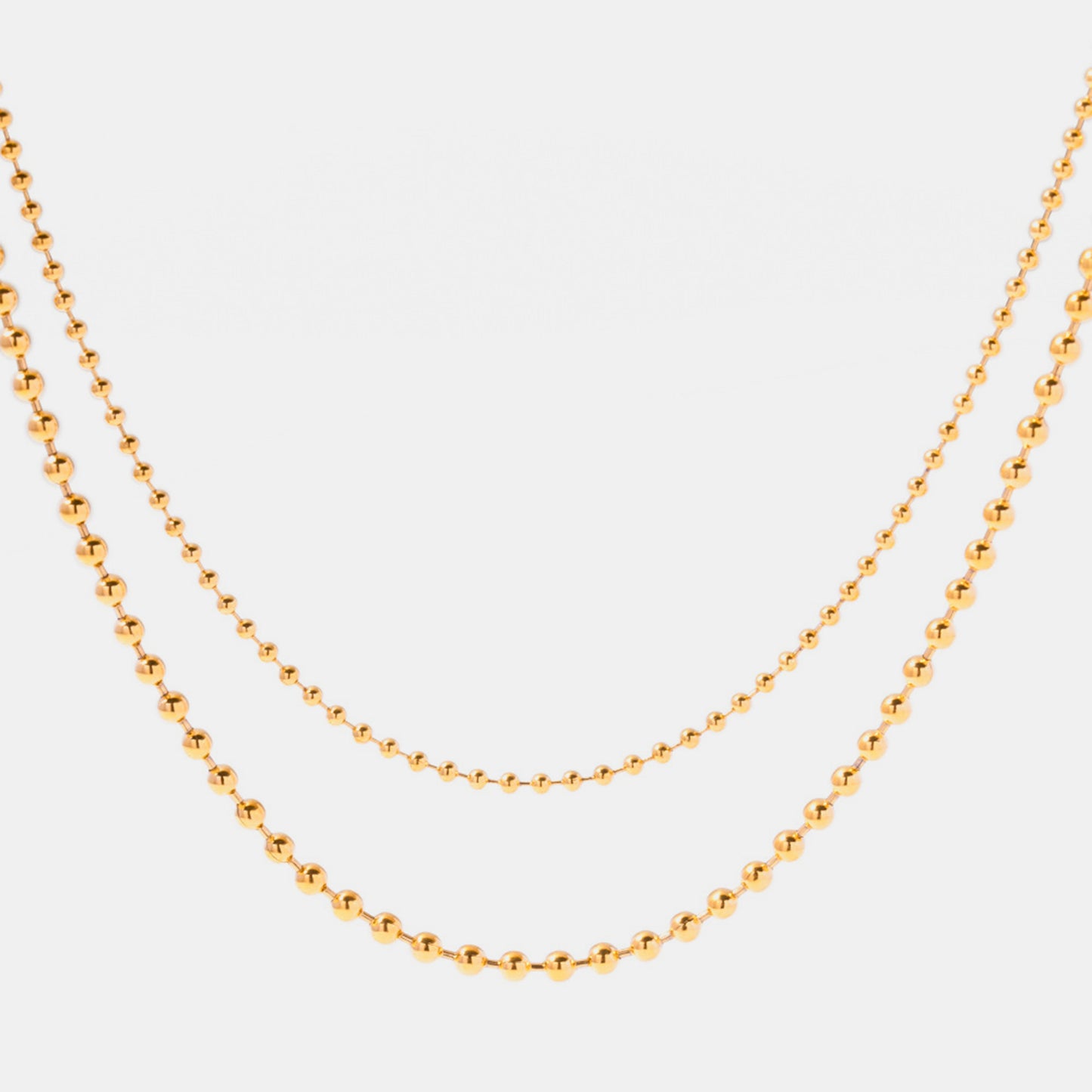 18K Gold-Plated Lobster Closure Bead Necklace - Elegant & Timeless Jewelry