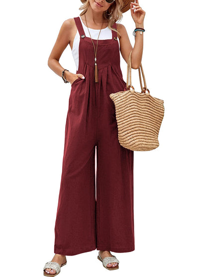 Full Size Square Neck Wide Strap Overalls - Stylish & Comfortable