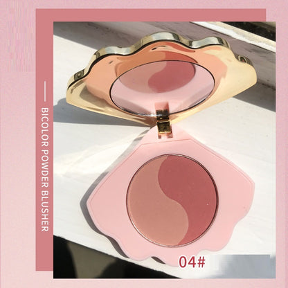 Makeup Shell Double Color Mirror Powder Blusher