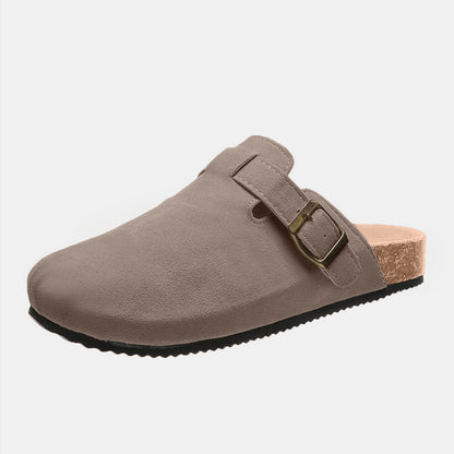 Suede Closed Toe Buckle Slide