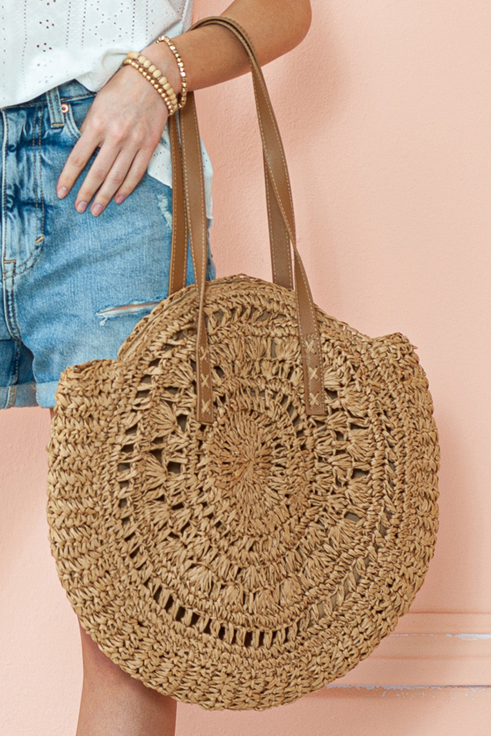 Mavis Bohemian Straw Woven Round Bag-3