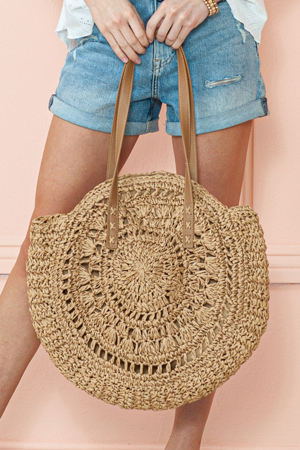 Mavis Bohemian Straw Woven Round Bag-0