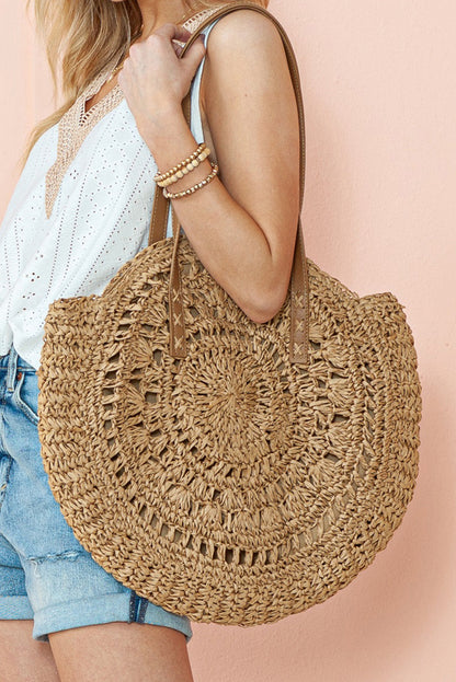 Mavis Bohemian Straw Woven Round Bag-1