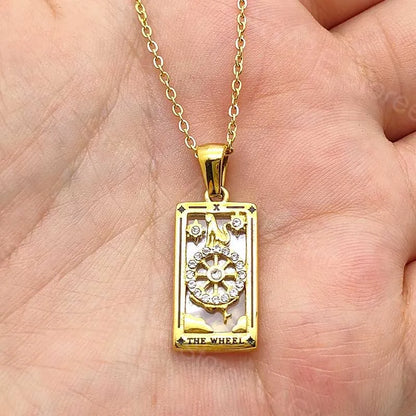 Magician Moon Holy Grail Knight Pendant Necklace Rectangular Tarot Card Pendant Necklace Choker Jewelry