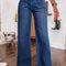 Sail Blue Wide Leg Pocketed High Waist Jeans