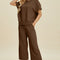 Double Take Full Size Texture Round Neck Top and Pants Set