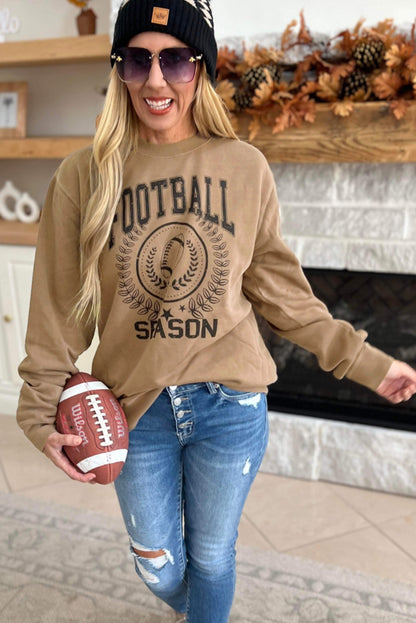 Khaki Game Day Rugby Football Season Graphic Sweatshirt