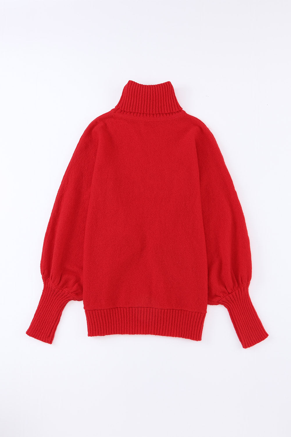 Festive Red Embroidered Turtleneck Sweater with Merry Letter Design