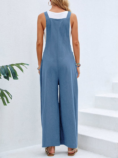 Full Size Square Neck Wide Strap Overalls - Stylish & Comfortable