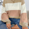 Blush Color Block Drop Shoulder Lantern Sleeve Sweater