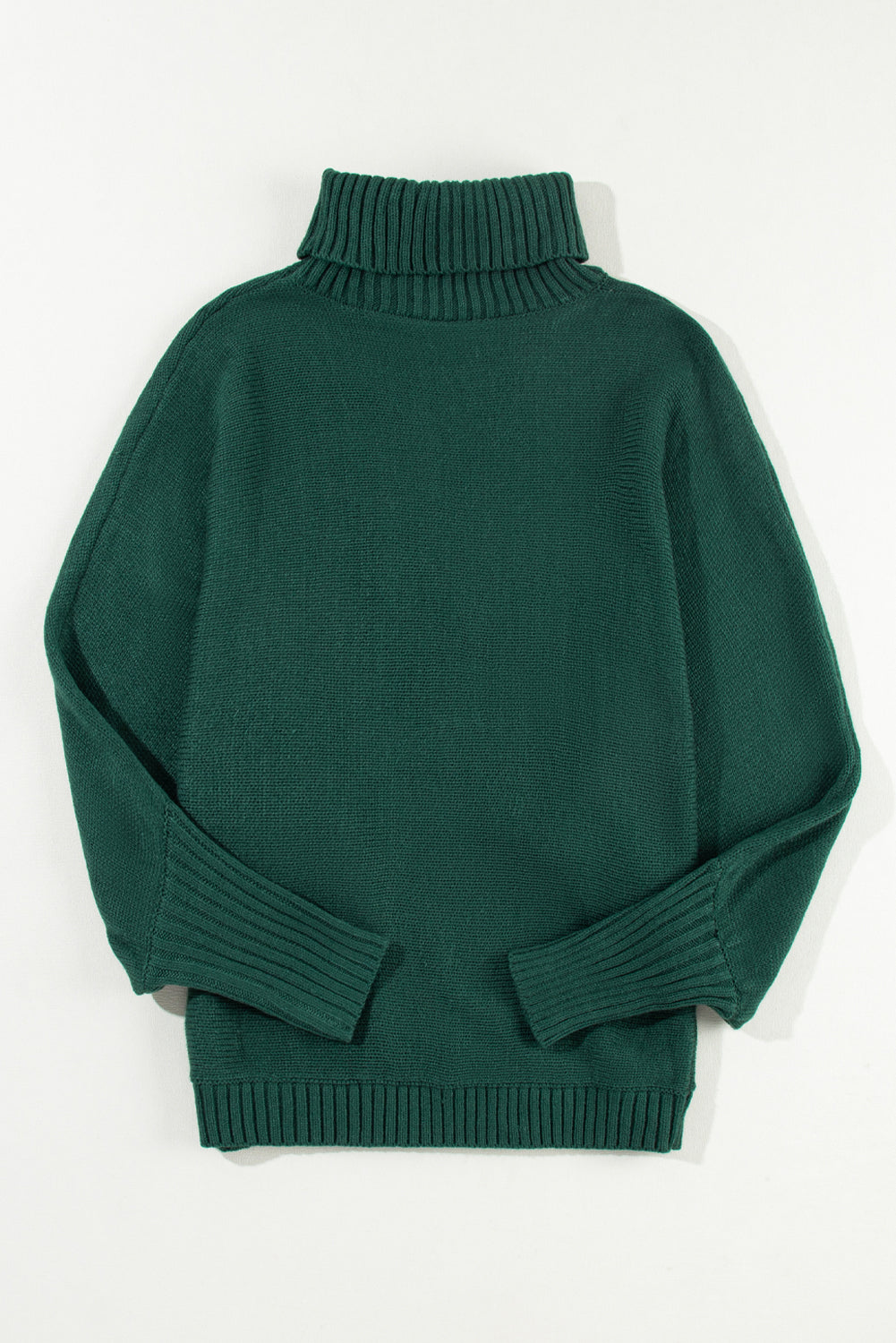 Embroidered High Neck Sweater - Blackish Green with Merry Design