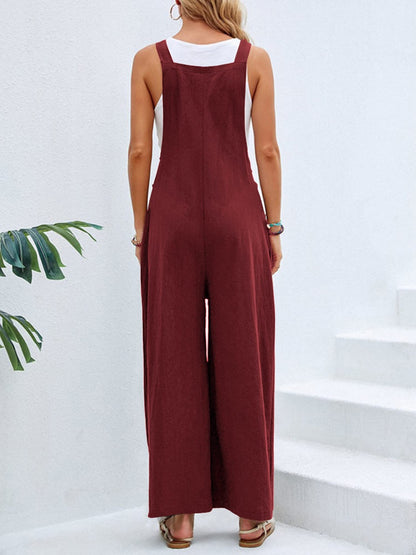 Full Size Square Neck Wide Strap Overalls - Stylish & Comfortable