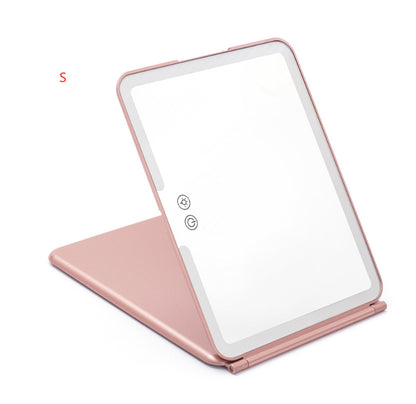 Large Cosmetic Mirror With Light Portable Make-up Rechargeable Folding Makeup