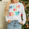 White Merry And Bright Cable Knit Pullover Sweatshirt