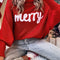 Festive Red Embroidered Turtleneck Sweater with Merry Letter Design