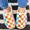 White Vibrant Checkered Plush Thermal Slippers